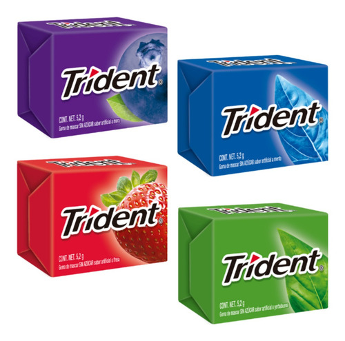 Imagen 1 de 2 de Goma De Mascar Trident 4's Variedad De Sabores - 4 Pastilas