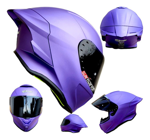 Casco Mujer Biker Moto Xtrong Firewolf 13 Morado Ece Y Dot