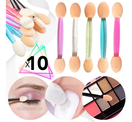 10 Aplicador De Sombras Para Ojos Y Uñas Doble Punta Make Up