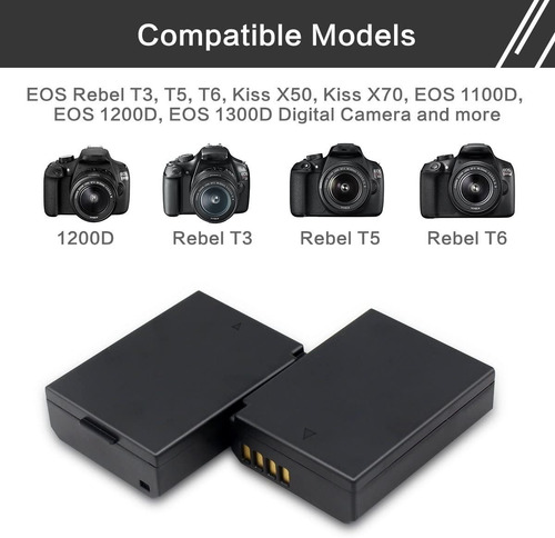 Pack De 2 Baterías Con Cargador Para Canon Eos Rebel T3 T5