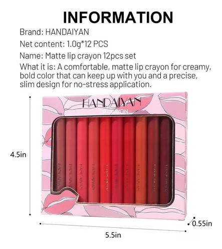 Delineador De Labios Handaiyan Antiadherente Copo Terno Rota