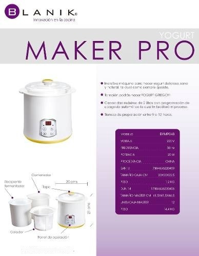 Imagen 7 de 9 de Yogurtera Blanik Maker Pro Yogurt Griego 2 Litros