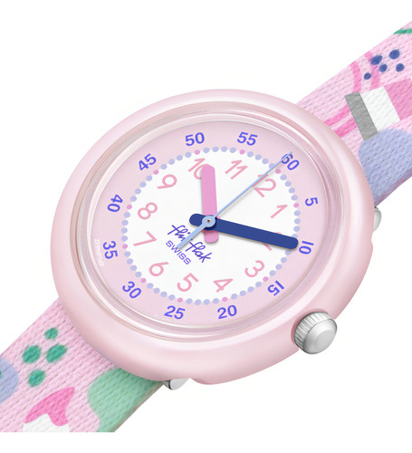 Reloj Flik Flak Art Lover Zfpnp142 Correa Rosa Bisel Rosa Fondo Rosa