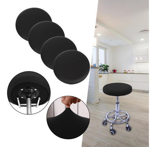 Taburete Elástico Fundas Para Taburetes Circulares Negro