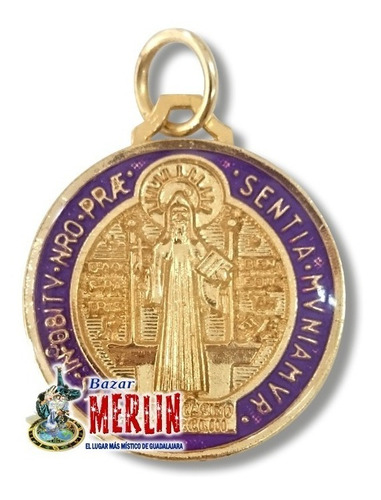 Medalla Italiana De San Benito - Color Morado Y Chapa De Oro