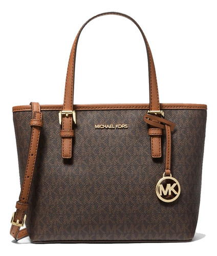 Bolsa Michael Kors Original Jet Set Travel Tote X-small Café Acabado de los herrajes Dorado Color Marrón Color de la correa de hombro Marrón claro Diseño de la tela Monograma