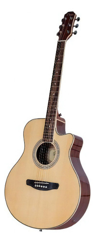 Guitarra Electroacústica Parquer Master Media Caja Con Corte Color Marrón Claro Orientación De La Mano Derecha