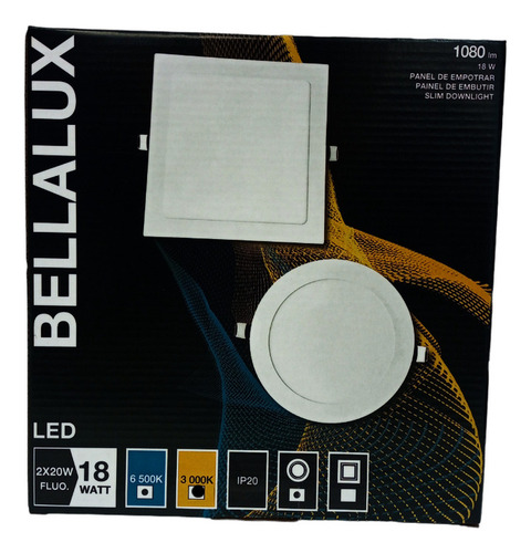 Panel Led Embutir Bellalux By Ledvance 18w Cuadrado 3000k Color Blanco