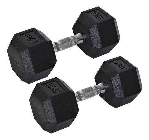 Mancuernas De Caucho Gym 20 Kilos Total Hexagonal Importadas