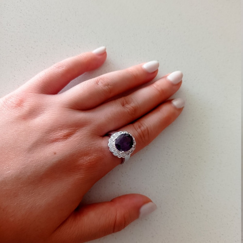 Imagen 4 de 6 de Anillo Plata Italiana 925 Y Circonitas Modelo Dayana Violeta