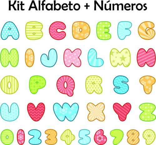 Adesivo Parede Quarto Infantil Kit Alfabeto Letras Números