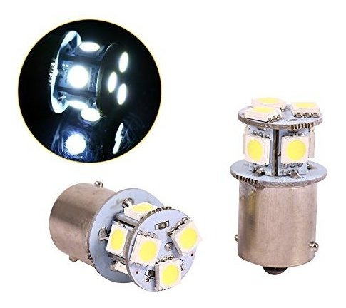 Imagen 1 de 6 de Qiilu 2pcs Blanco Ba15s R5 W 1156 5050 8smd Led Coche Luces