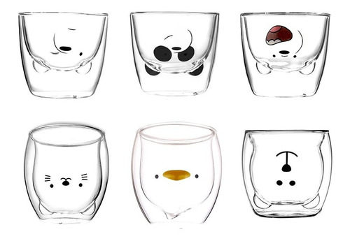 Vaso Doble Pared Borosilicato Vaso Vidrio Cartoon Coleccion