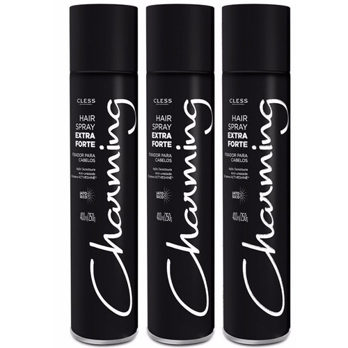 Kit 3 Hair Spray Charming Extra Forte 400ml Black Jato Seco