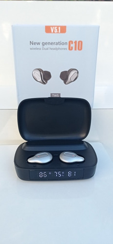 Imagen 2 de 8 de Audífonos Inalámbricos C10 Waterproof+power Bank+mic Silver