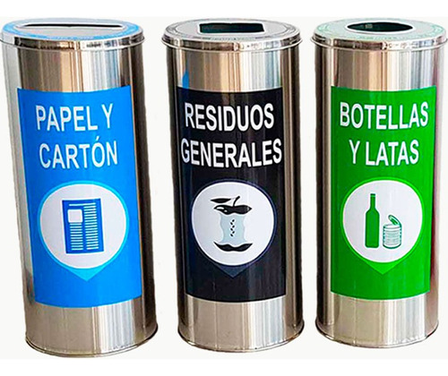 Tachos De Reciclaje Acero Inox Para Reciclar Reducir Reusar