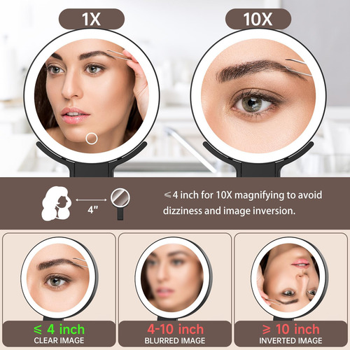 Espejo De Aumento Portátil Con Luz, Espejo De Maquillaje De
