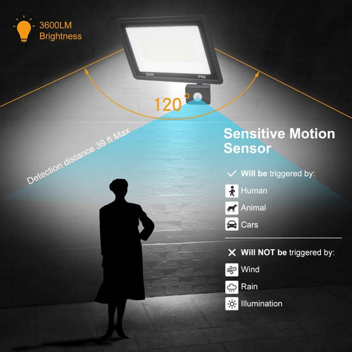 Refletor Led Externo Sensor De Movimento De Holofote 30/50/1