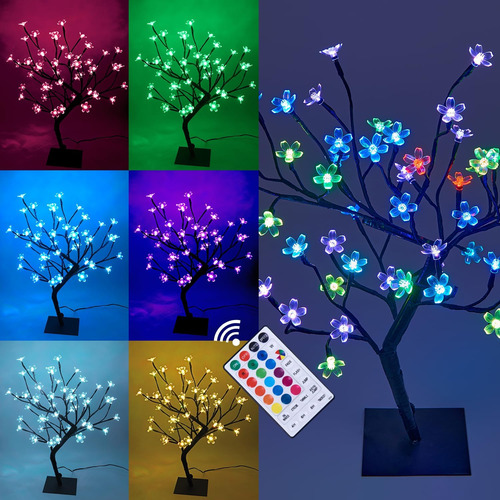 Árbol Bonsái Cerezo 18 Con 48 Luces Led Rgb