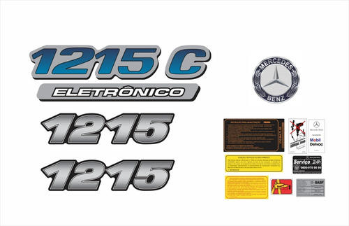 Kit Adesivos Resinado Para Mercedes 1215c Eletronico 18129 Cor Cinza/AZUL