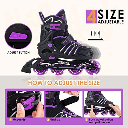 Adjustable Inline Skates With Full Light Up Wheels,outd...