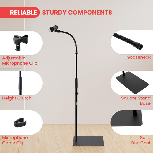 Suporte Para Microfone Pyle Square Base Gooseneck Heavy Duty