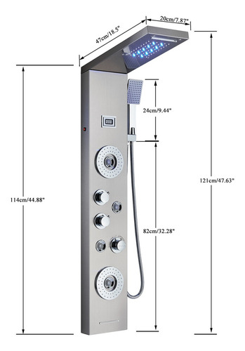Sistema de torre de panel de ducha Led de acero inoxidable NeierThodore 99D-LFT8029