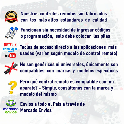 Control Remoto Para Smart Tv Rca Hitachi Tcl Netflix Youtube