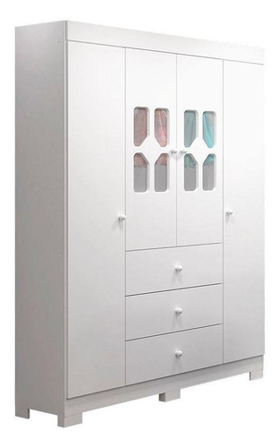 Imagem 2 de 8 de Quarto Bebê New Cristal 4p Berço Alegria Bco Colchão 130x70