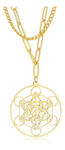 Dije Cubo De Metatrón Símbolo De Geometría Sagrada Dorado
