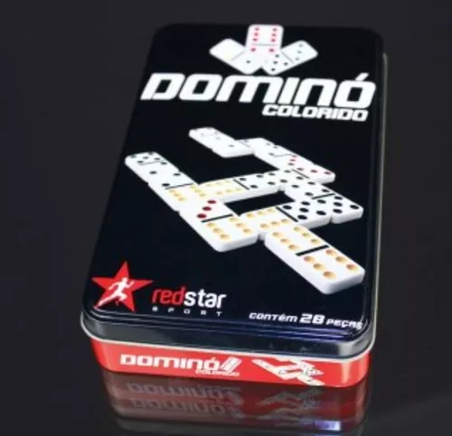 Jogo Dominó branco com pontos pretos 28 pcs 10 mm no estojo - Branco