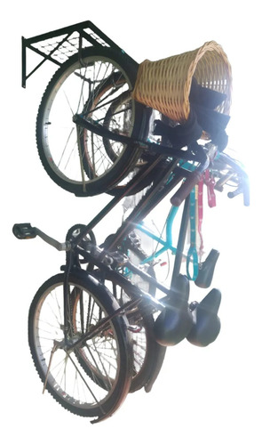Gancho Soporte Pared Reforzado Estante Colgar 3 Bicicletas Negro