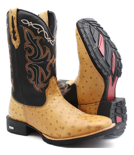 Bota Texana Country Couro Butina Cano Alto Promoção Hoje