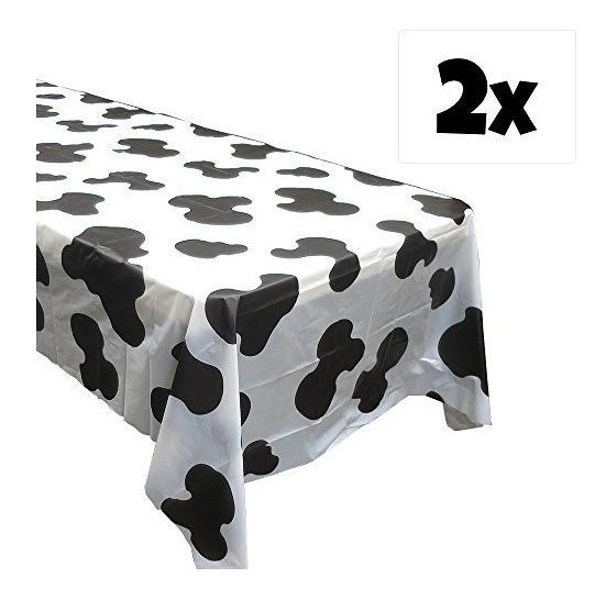 paquete de 4 para fiestas de cumpleaños 218 x 129,5 cm Mantel de plástico con estampado de vacas con temática de animales de granja A suministros 