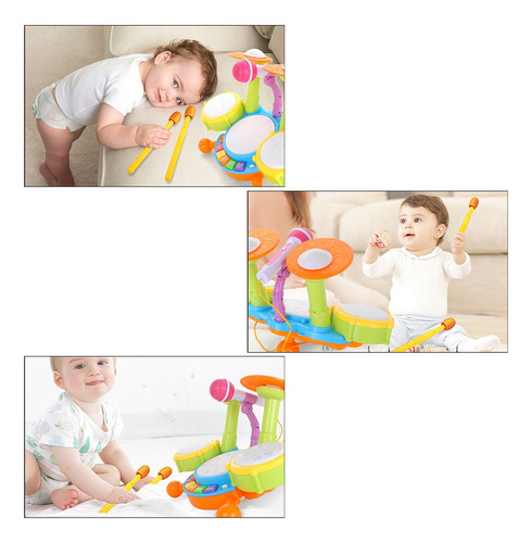 Juego De Batería Para Niños Con Baquetas Y Micrófono,