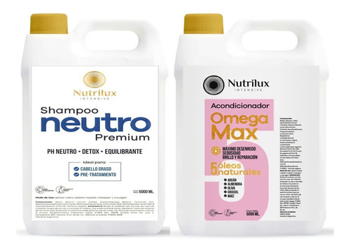 Shampoo Neutro Nutrilux 5 L + Crema Enjuague 5 L Luxury