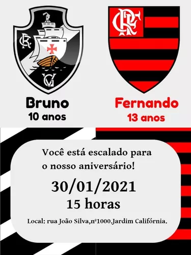 Fazer convite online convite digital Aniversario Flamengo