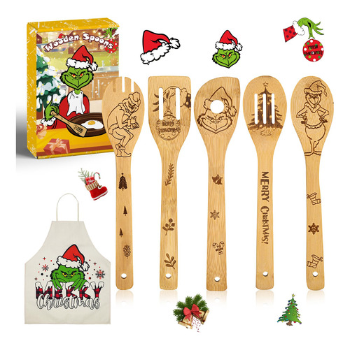 Utensilios De Cocina De Bambu, Juego De 6 Piezas De Regalos 