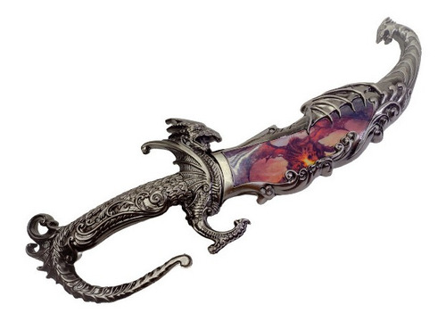 Adaga Aço Dragão Red Faca Espada Bainha Colecionador 38cm