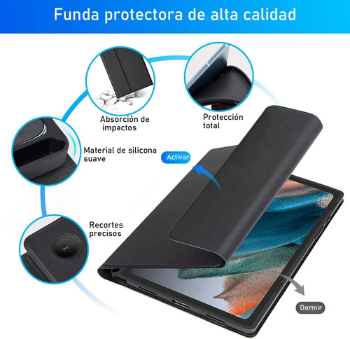 Funda Teclado Retro7col + Mouse Bt Para Galaxy Tab A8 X200
