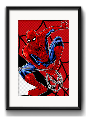 Cuadro Spiderman Pop Art Héroes Comics Decoracion Paspartu