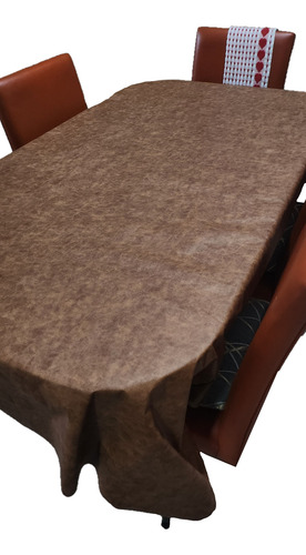 Mantel Mesa Rectangular 1.4x1.8 Impermeable Cuerina Afelpada Simil Cuero