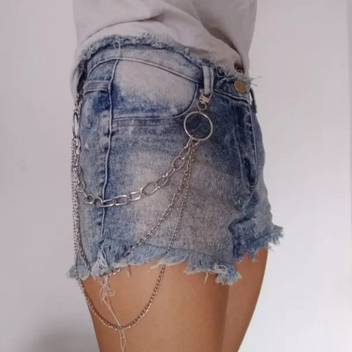 Cadena Triple Para Pantalón Estilo Urbano Rock Gótico 2607 Plateado
