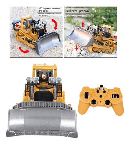 2,4g Eléctrico Rc Bulldozer Luz Aleación Fundida A Troquel