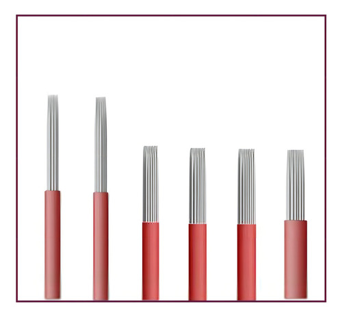 Cuchillas para tatuaje Tebori Round Micro E, 030 mm, rojas, 10 unidades