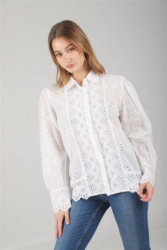 Camisa Premium Lupita Broderie Beige/whiteguk70040 Arizona