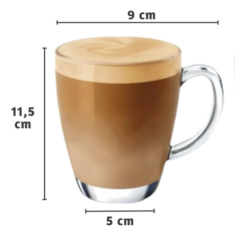 4 Xícaras Canecas Chá Café Transparente C/ Alça Kit 350ml