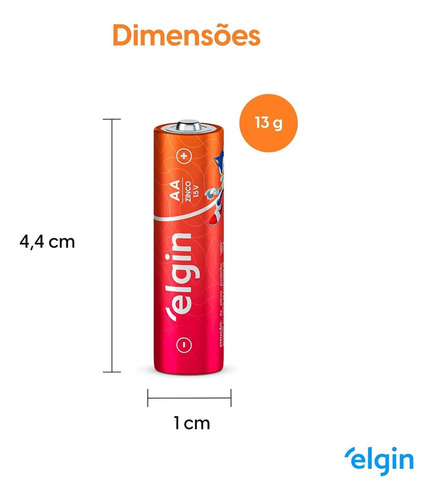 Pilha Pequena Aa De Zinco Com 4 Unidades 1,5v 82185 Elgin