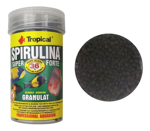 Tropical Spirulina Super Forte Granulat 60g - Ração Peixes