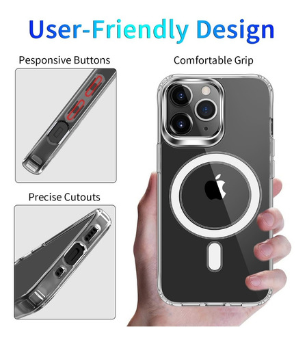 Imagen 4 de 6 de Carcasa + Lamina Para iPhone 13 Pro Magsafe Transparente